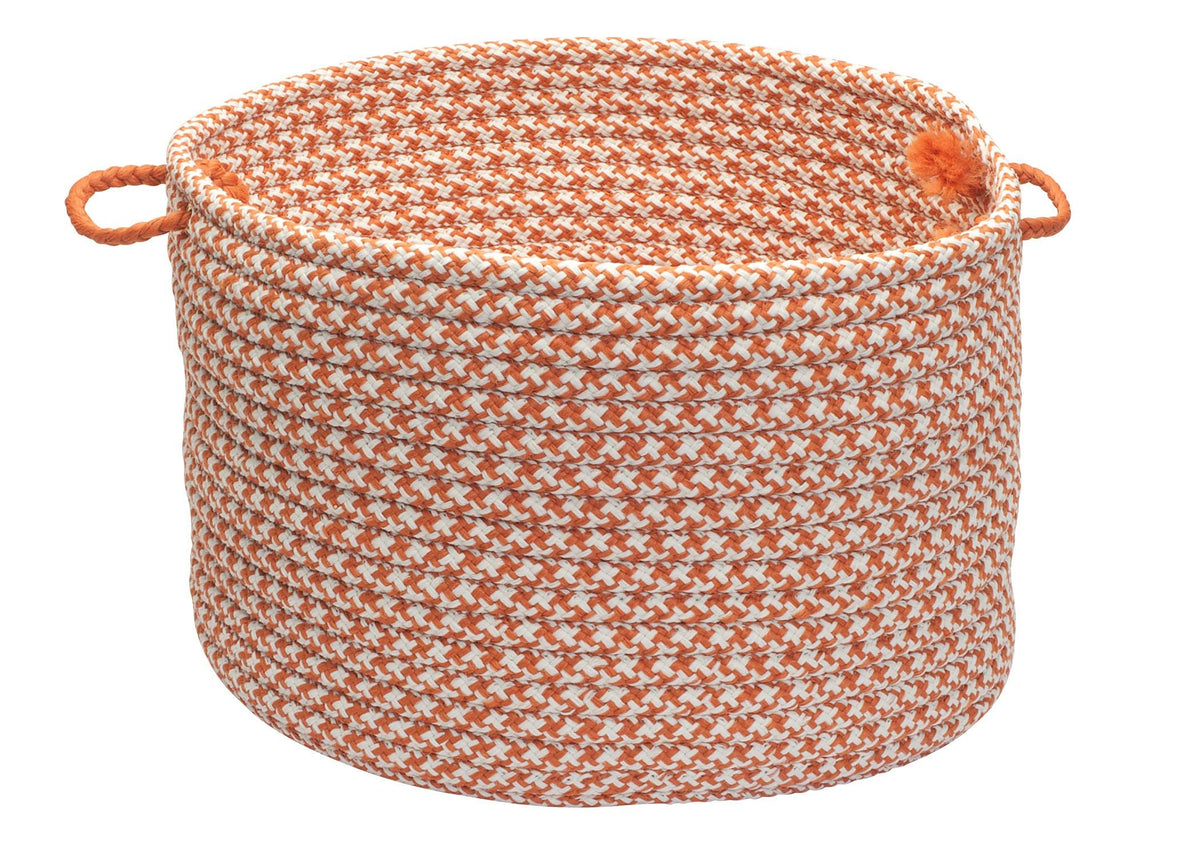 Colonial Mills Indoor/Outdoor Houndstooth Storage Basket, Tangerine 18In X 12In