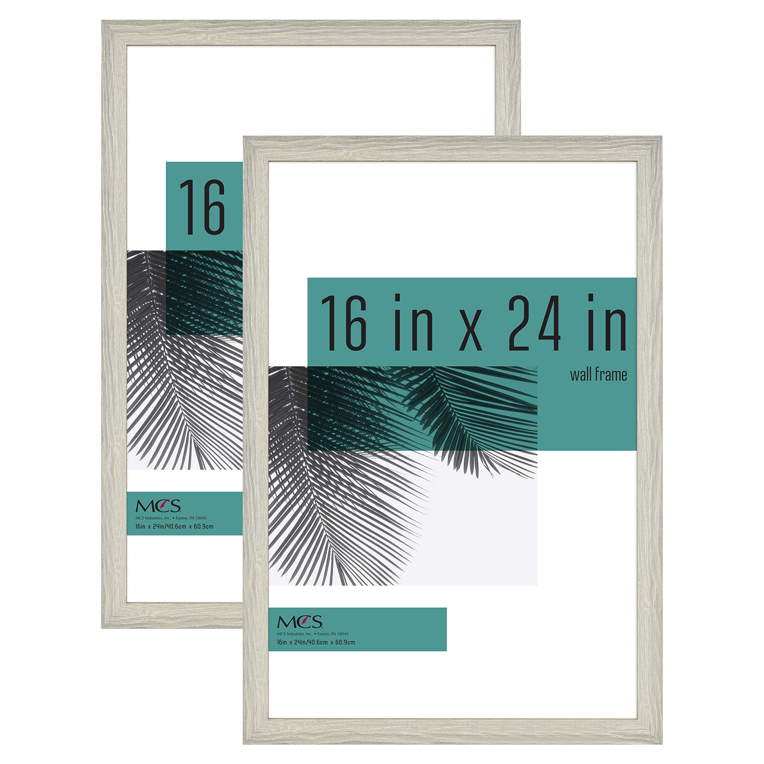MCS Studio Gallery 16x24 Poster Frame Gray Woodgrain, Vertical & Horizontal Wall Hanging Large Picture Frame for Photos, Posters