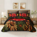 Tyrot 3 Piece Black Boho Floral King Size Quilt Sets Farmhouse Botanical Reversible Lightweight Bedspread Coverlet With 2 Shams