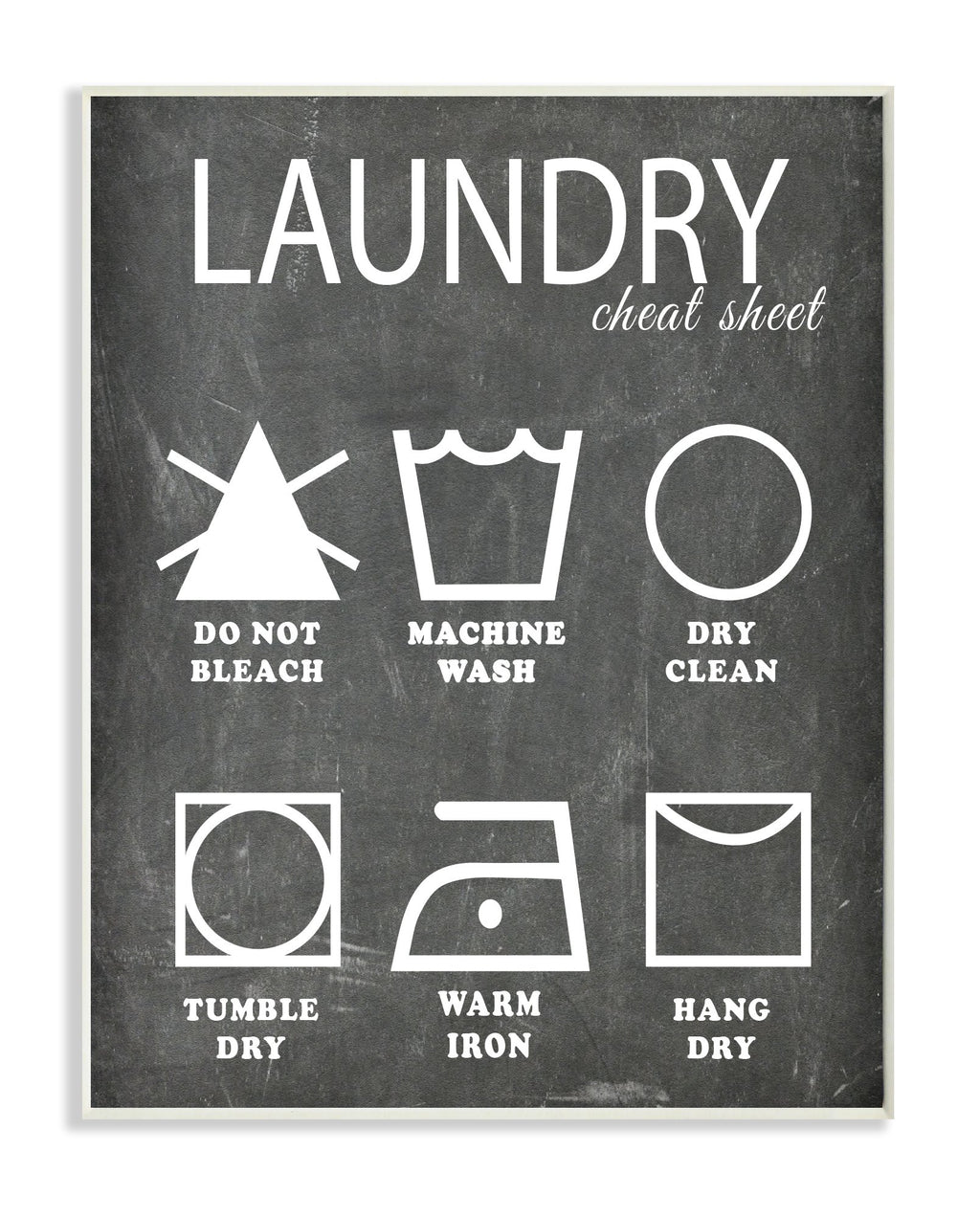 Stupell Home D  cor Laundry Cheat Sheet Icons Chalk Look Wall Plaque Art, 10 x 0.5 x 15, Proudly Made in USA