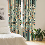 Ambesonne Abstract Modern Window Curtains Pack Of 2, Leafy Silhouettes With Roundy Shapes Jumble Geometric Scandi, Lightweight S
