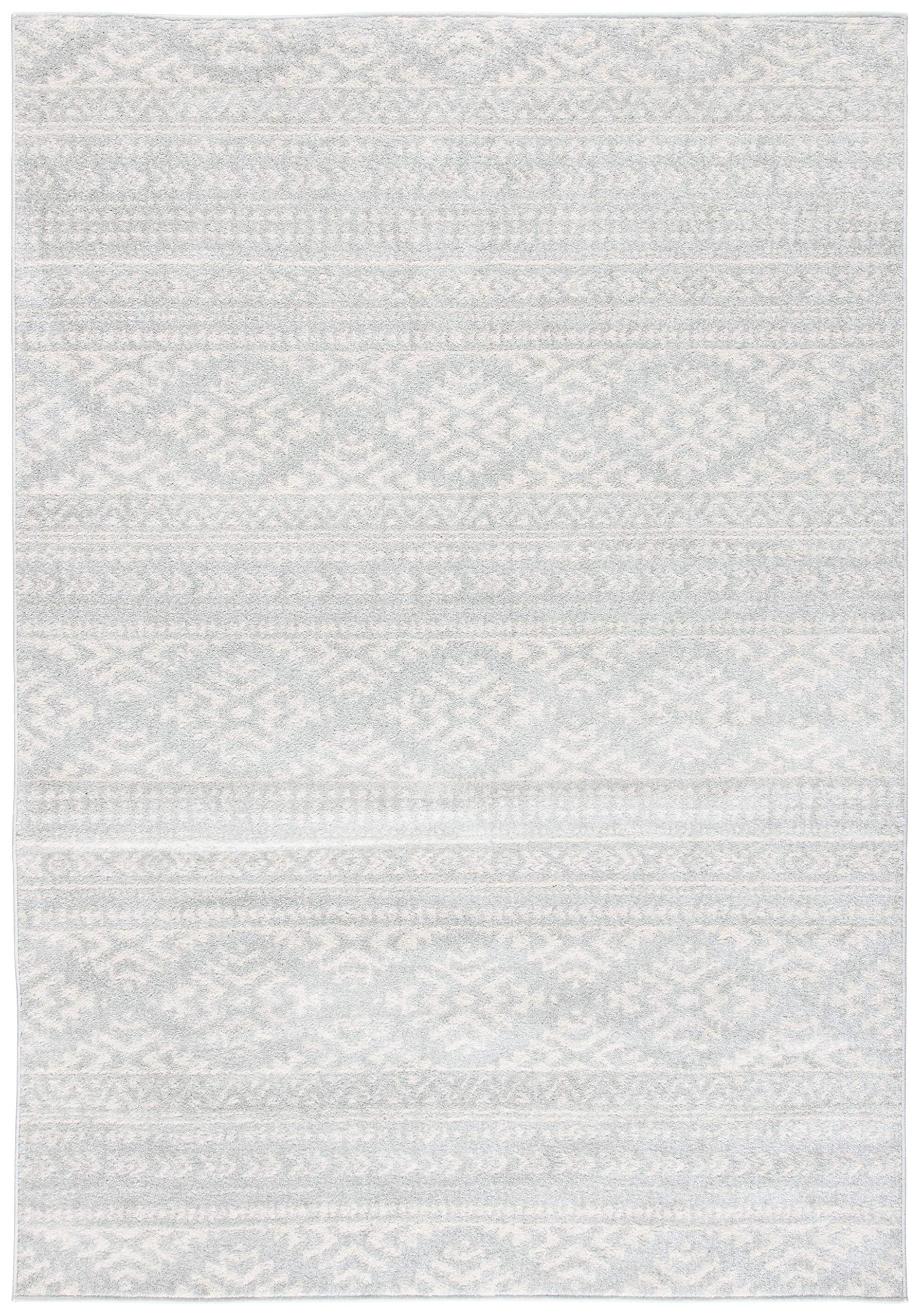 SAFAVIEH Tulum Collection Accent Rug - 2 x 5, Light Grey & Ivory, Moroccan Boho Tribal Design, Non-Shedding & Easy Care, Ideal