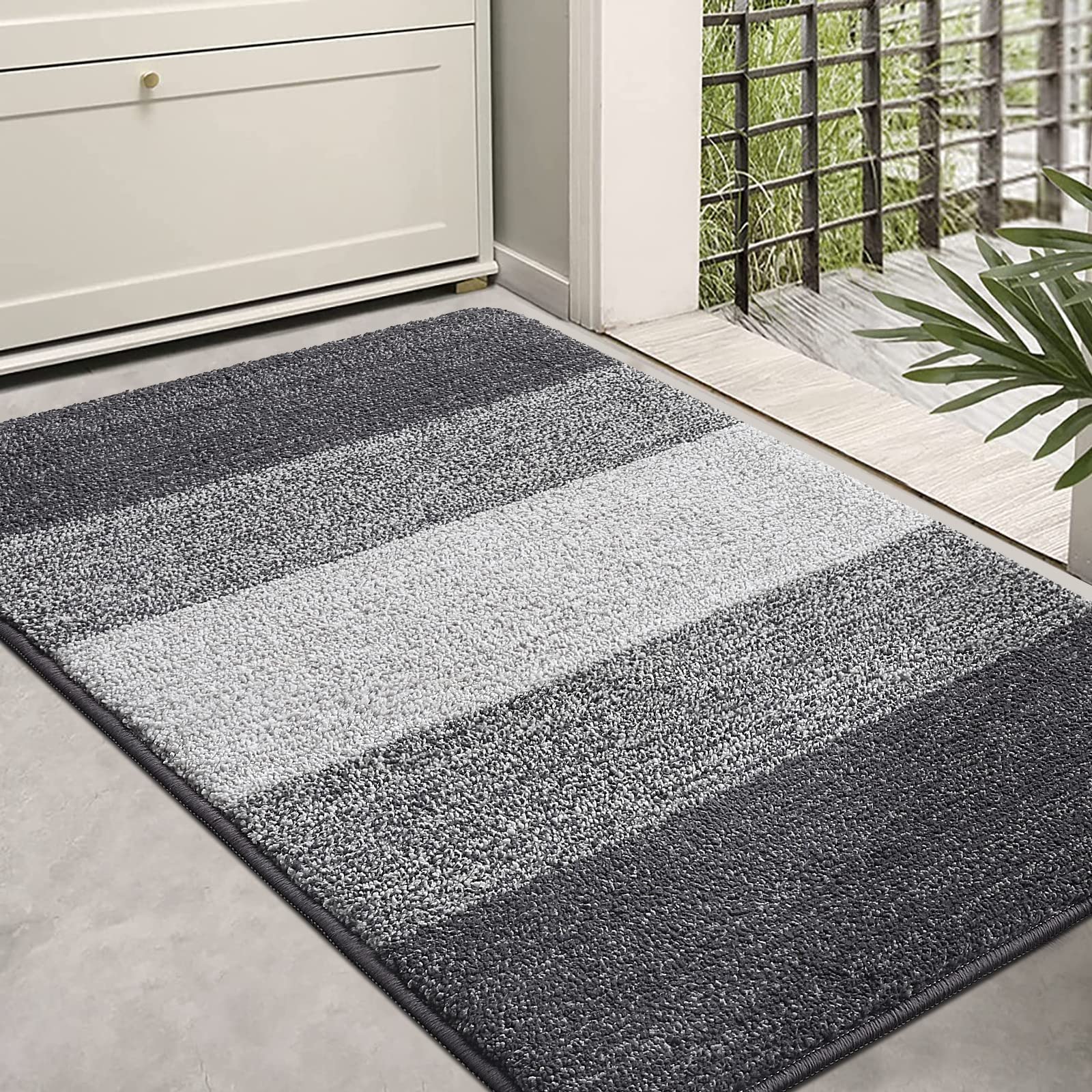 Kitinjoy Indoor Door Mat, 36X24 Non-Slip Absorbent Dirt Trapper Entrance Mat, Low-Profile Washable Inside Floor Mat, Durable Sof