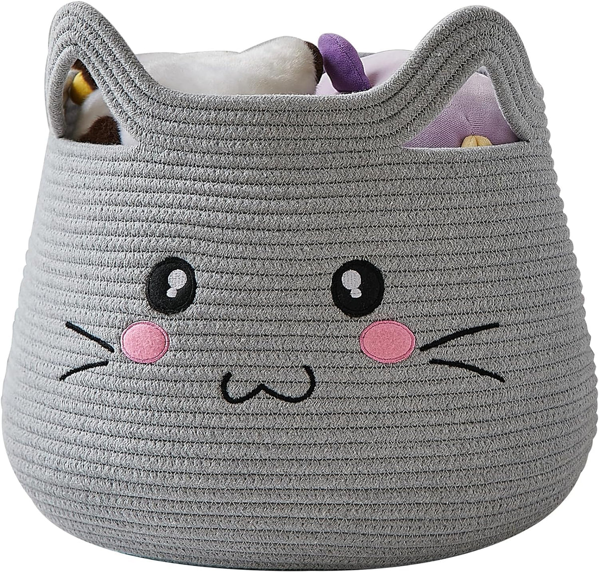 RUGSZONE Cute Storage with Handles Dog Toy Basket Blanket for Living Room Baby Toy Basket Nursery Dcor (Small, GREY OPN EYS)