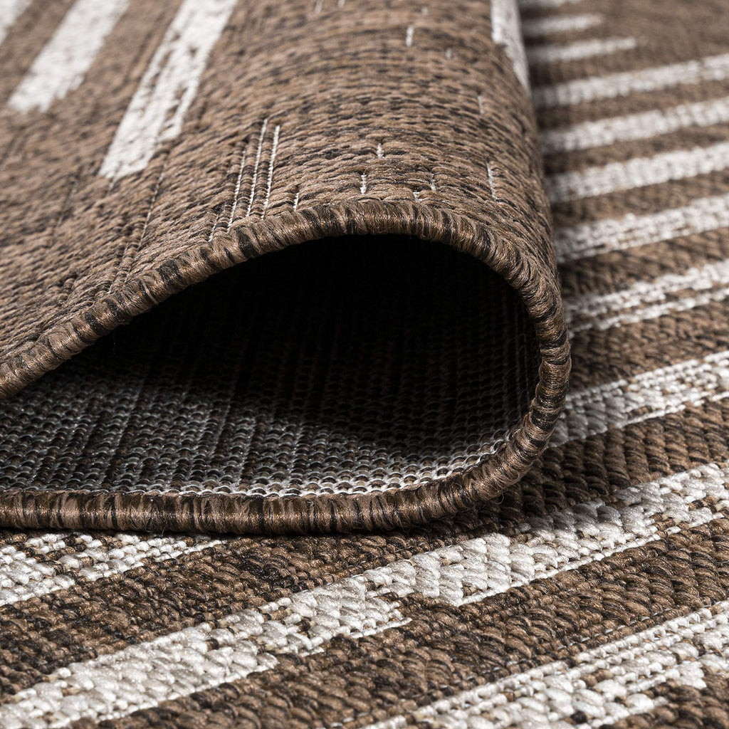 Jonathan Y Smb124B-4 Zolak Berber Stripe Geometric Indoor Outdoor Area-Rug Bohemian Contemporary Easy-Cleaning Bedroom Kitchen Backyard Patio Non Shedding, 4 X 6, Brown/Beige