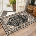 Vhong Washable Area Rugs Boho Vintage Modern Neutral Small Carpet Black and Brown 2  3 Doormat High Traffic Rugs for Bathroom Ki