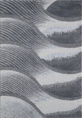 HomeRoots Grey/Blue Heat-Set Polypropelene 8’ x 11’ Gray Blue Abstract Waves Modern Area Rug