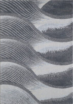 HomeRoots Grey/Blue Heat-Set Polypropelene 8’ x 11’ Gray Blue Abstract Waves Modern Area Rug