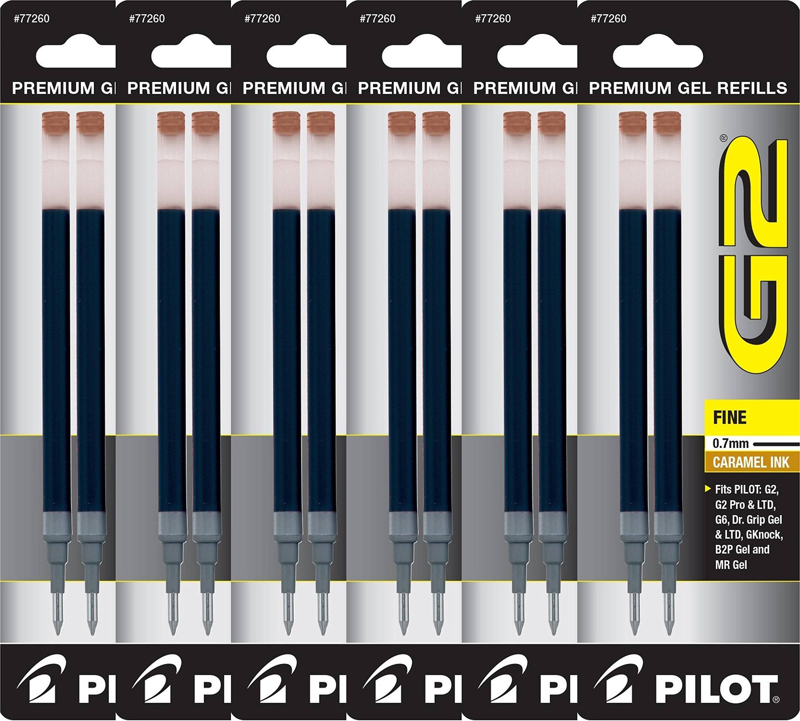 Value Pack Of 6 - Pilot G2 Gel Ink Refills For Rolling Ball Pen, Fine Point, Caramel (77260)