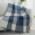 Ginamuse Buffalo Plaid Twin Blanket For Couch With Tassels,60''X80'' Soft Lightweight Knitted Boho Decorative Blankets For Bed A