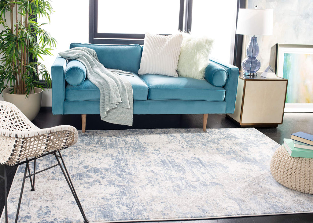 Safavieh Amelia Collection Area Rug - 9' Square, Grey & Blue, Modern Abstract Design, Non-Shedding & Easy Care, Ideal For High T