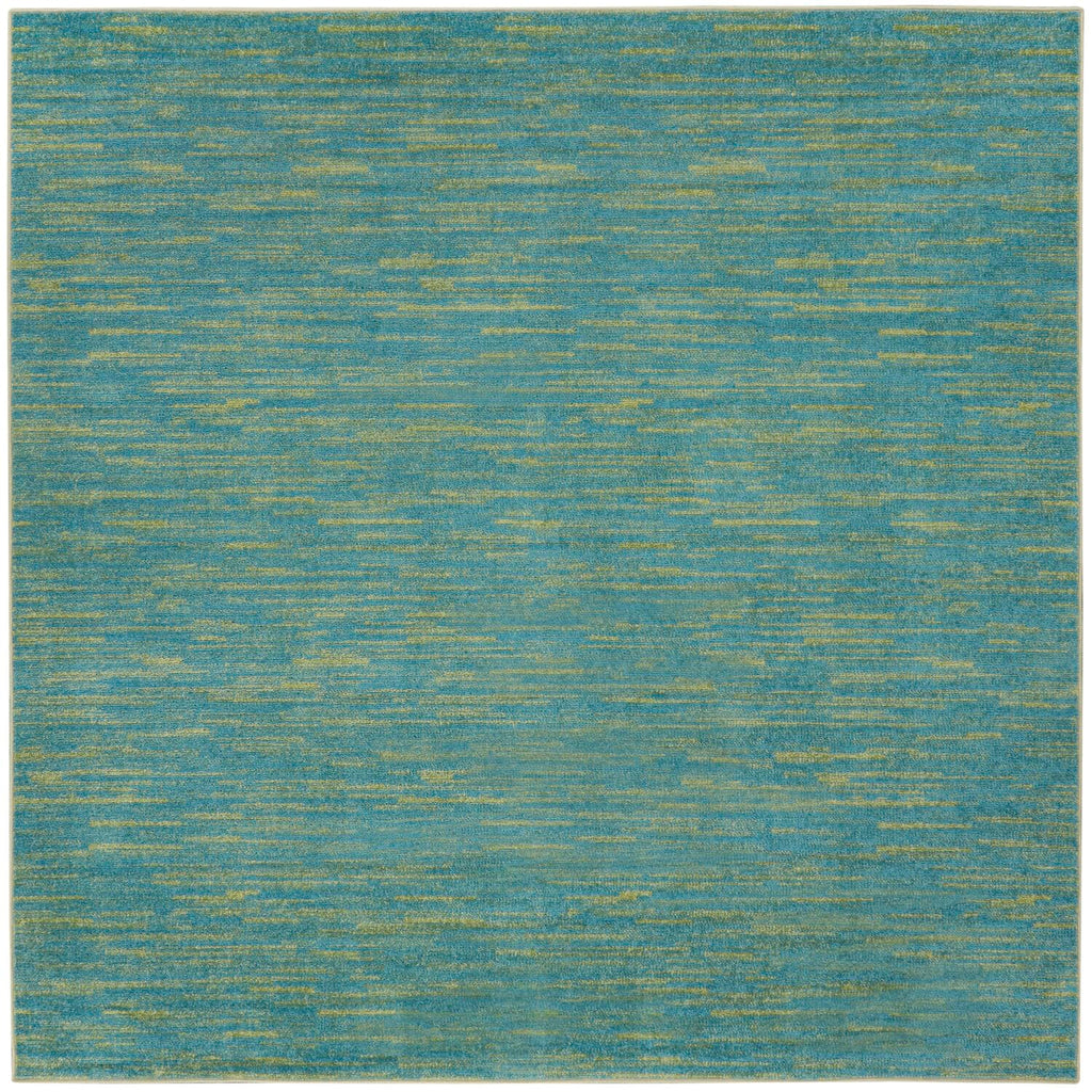 Nourison Essentials Indoor/Outdoor Blue Green 7' X Square Area -Rug, Easy -Cleaning, Non Shedding, Bed Room, Living Room, Dining Room, Backyard, Deck, Patio (7 Square)