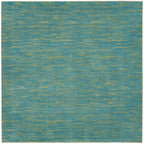 Nourison Essentials Indoor/Outdoor Blue Green 7' X Square Area -Rug, Easy -Cleaning, Non Shedding, Bed Room, Living Room, Dining Room, Backyard, Deck, Patio (7 Square)