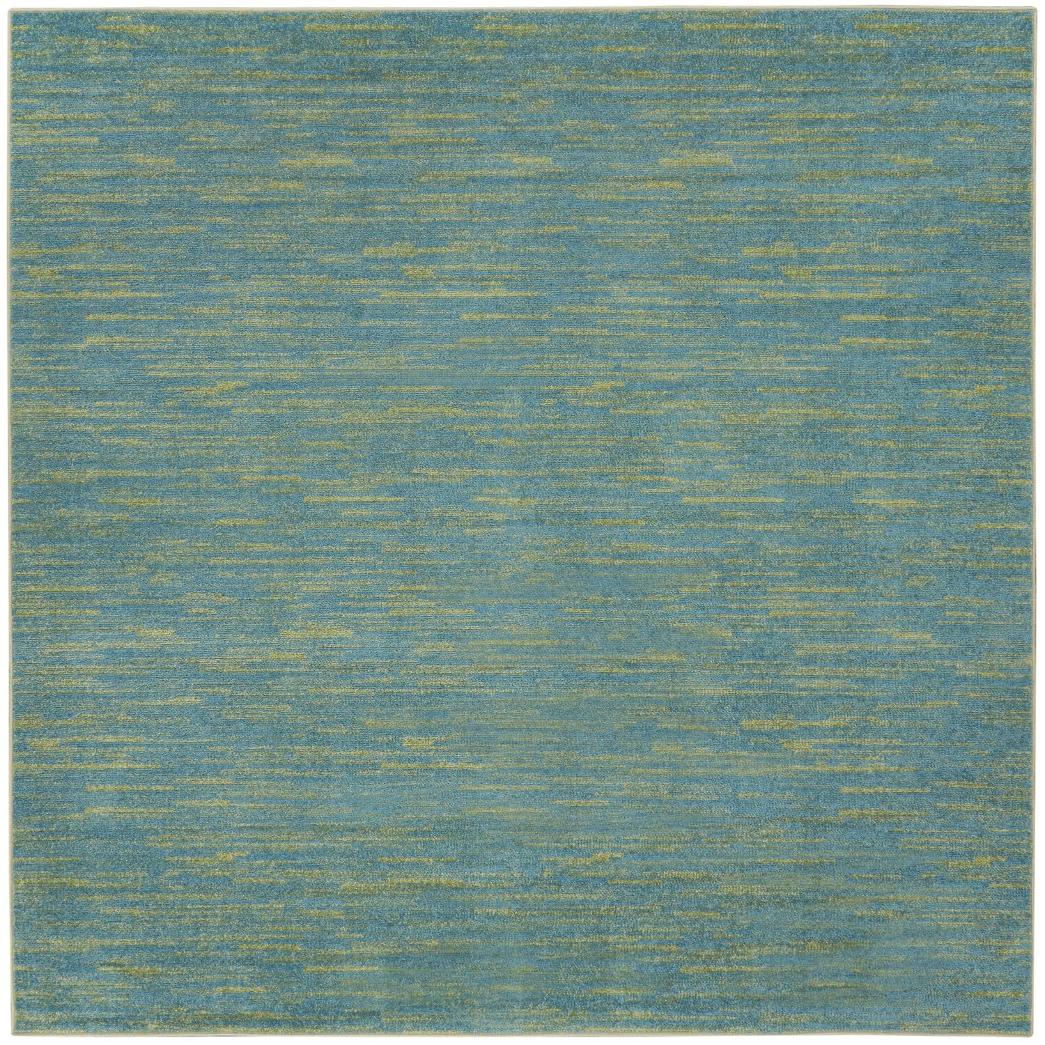Nourison Essentials Indoor/Outdoor Blue Green 7' X Square Area -Rug, Easy -Cleaning, Non Shedding, Bed Room, Living Room, Dining Room, Backyard, Deck, Patio (7 Square)