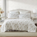 Laura Ashley - Full/Queen Quilt Set, Reversible Floral Cotton Bedding With Matching Shams, Home Decor For All Seasons (Walled Ga