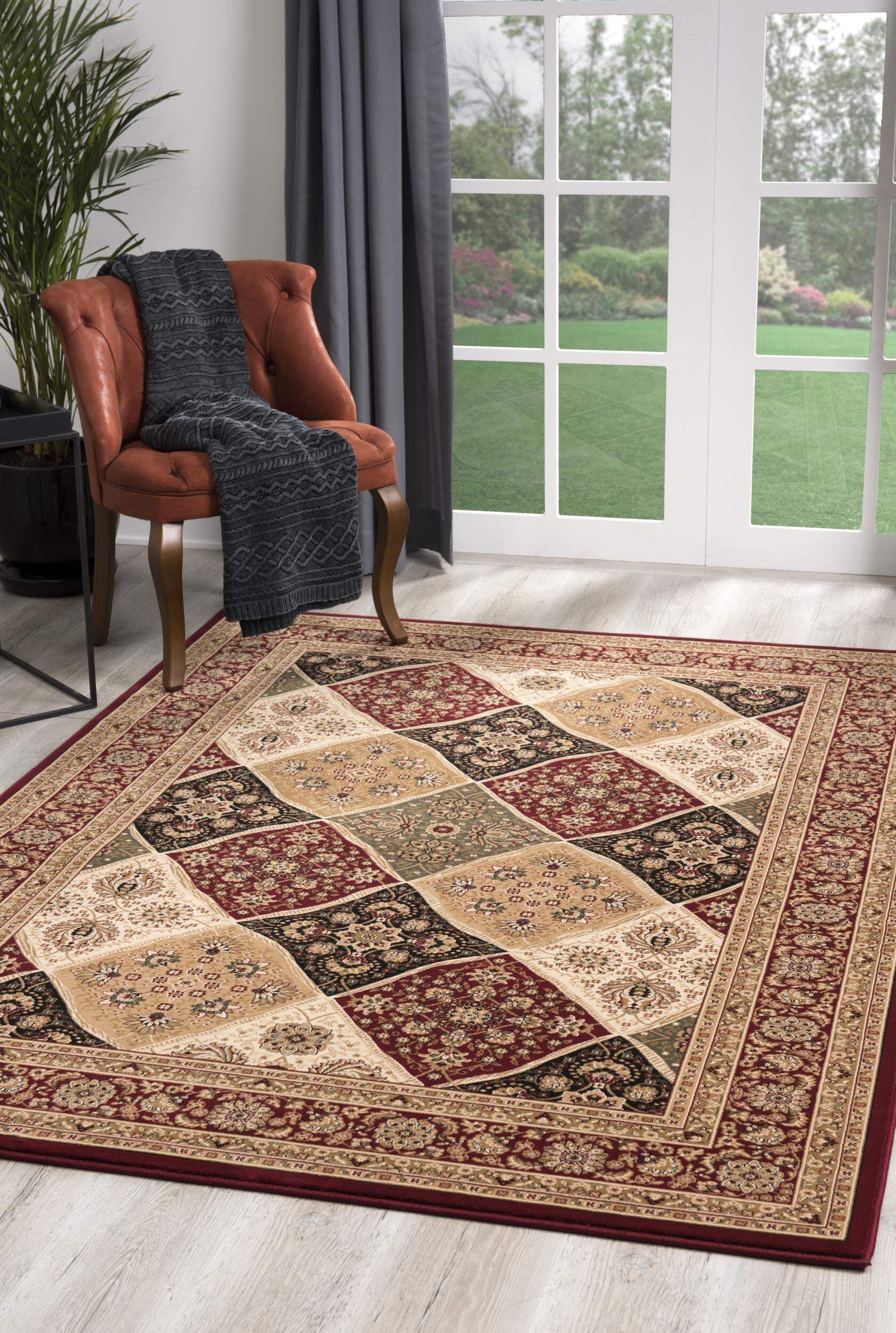 HomeRoots 528822 10 x 13 ft. Red Oriental Washable Non Skid Area Rug