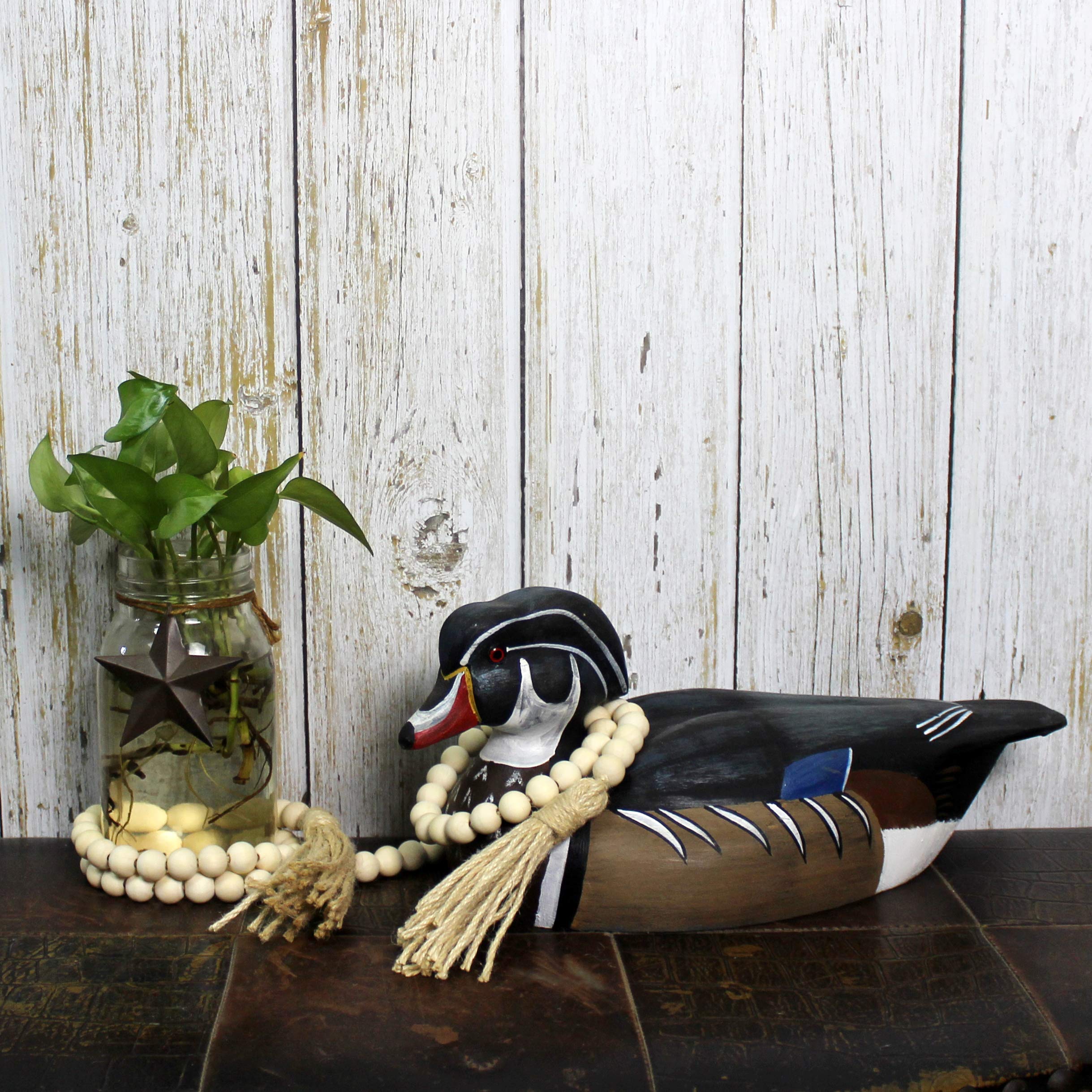 Cvhomedeco. Wood Beads Garland With Tassels Farmhouse Rustic Wooden Prayer Bead String Wall Hanging Accent For Home Festival Dec