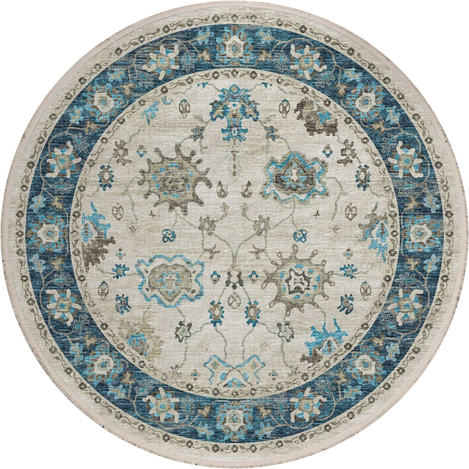 Marbella Mb6 Beige Traditional Rug Round 6' X 6'