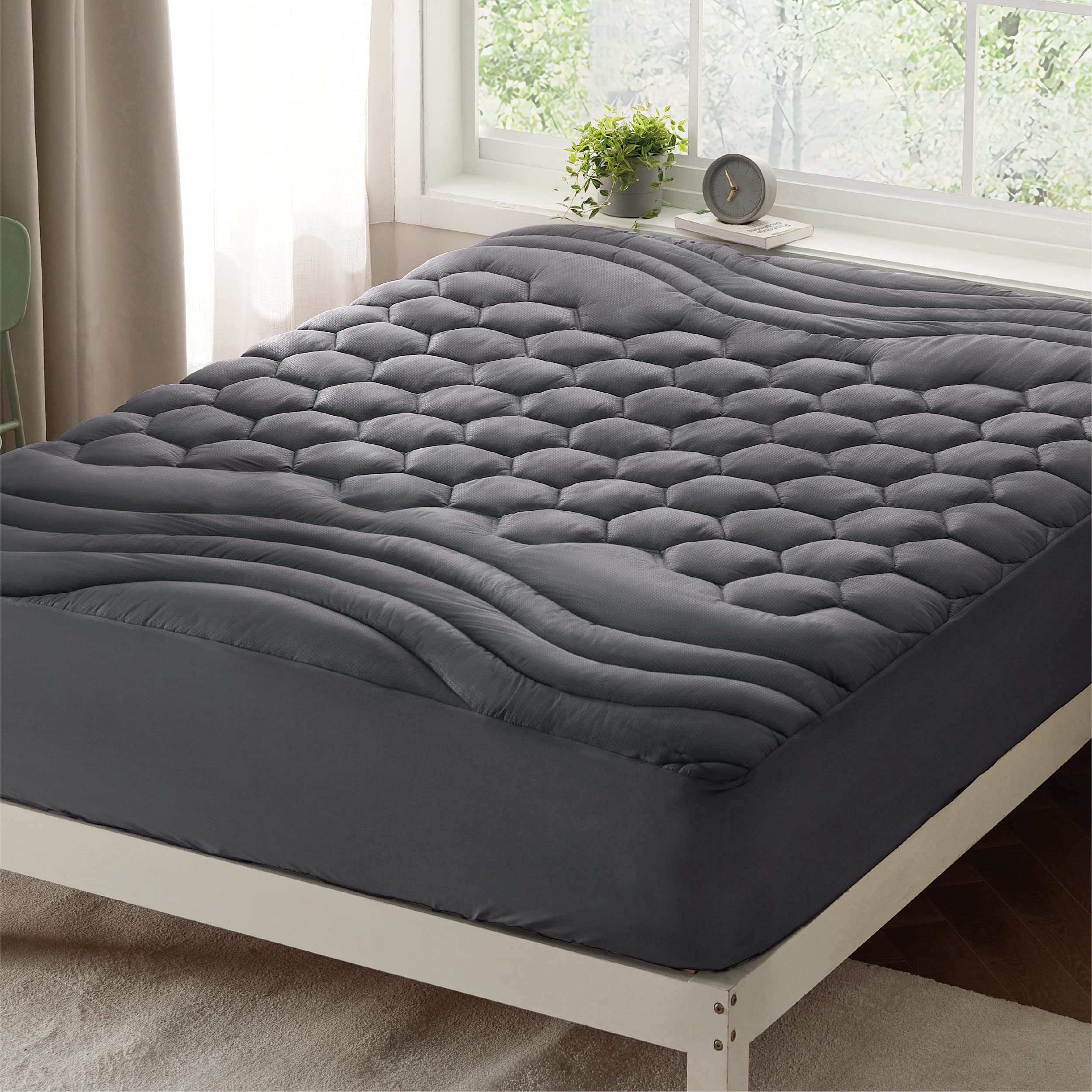 Bedsure Twin Xl Mattress Pad - Soft Mattress Cover For College Dorm, Extra Long Twin Quilted Fitted Mattress Protector With 8-21