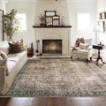 BILEEHOME Brown Rug for Living Room 8x10 Washable Organic Rustic Western Area Rugs for Cabin,Brown and Teal Blue
