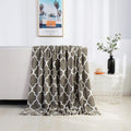 Elegant Comfort Velvet Touch Ultra Plush Christmas Holiday Printed Fleece Throw/Blanket-50 X 60Inch, (Quatrefoil Gray)