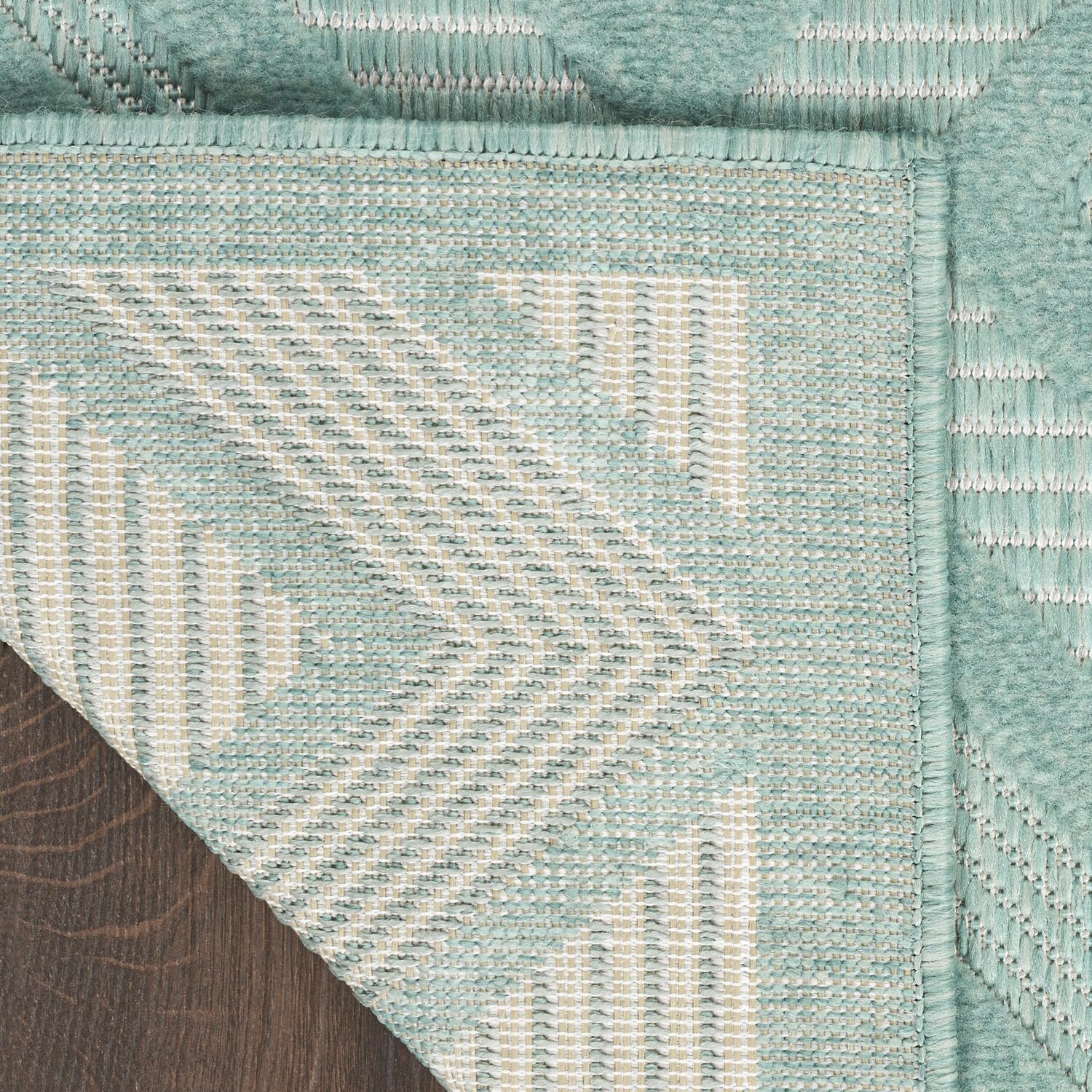 Nourison Versatile Indoor/Outdoor Aqua/Teal 5' X 7' Area Rug, Easy Cleaning, Non Shedding, Bed Room, Living Room, Dining Room, Deck, Backyard, Patio, High Traffic Area (5X7)