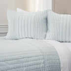 Rizzy Home | BQ4561 | Polyester Quilt | 90"x92" Blue/Gray/Nuetral Stripe