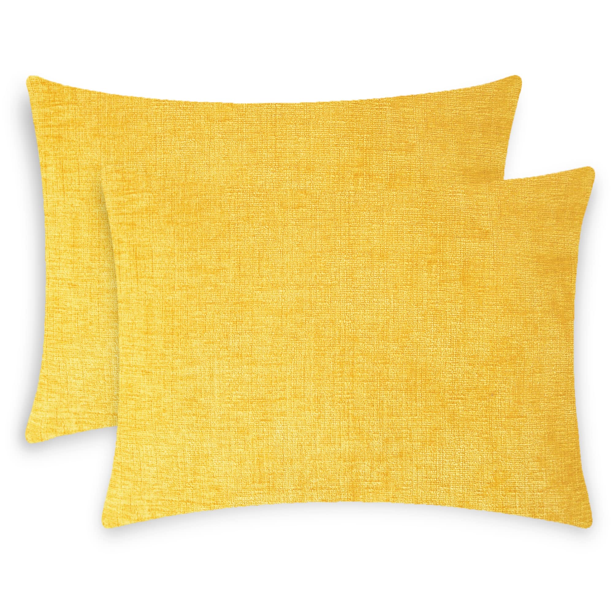 Calitime Pack Of 2 Cozy Standard Pillow Shams Cases For Bed Bedding Decoration Solid Dyed Soft Chenille 20 X 26 Inches Mustard Y