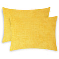 Calitime Pack Of 2 Cozy Standard Pillow Shams Cases For Bed Bedding Decoration Solid Dyed Soft Chenille 20 X 26 Inches Mustard Y