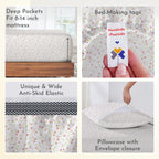 California Design Den Twin Floral Sheet Set, 100% Organic Cotton Percale Sheets, Deep Pocket Twin Sheets & Pillowcase Set - Floral