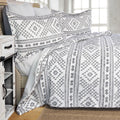 CARSTENS, INC. Tufted Boho Comforter Set King  Black & White Boho Bedding Comforter Set, 3 Pieces Farmhouse Shabby Chic Embroid