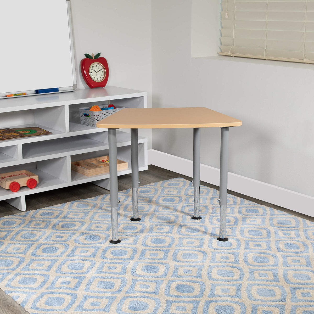 Flash Furniture Billie Hex Natural Collaborative Student Desk (Adjustable From 22.3&quot; To 34&quot;) - Home And Classroom