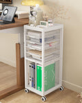 Rolling File Cart with 4 Dividers, Mobile File Cabinet with Wheels