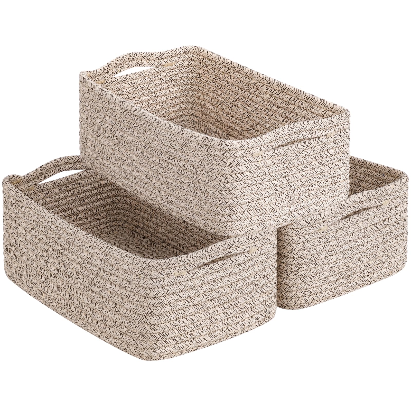 Goodpick Baskets for Organizing, Storage Basket for Shelves, Baskets for Gifts, Woven Bakset 3 Pack for Living Room, 11 x 7 x 4.
