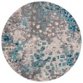 SAFAVIEH Monaco Collection Area Rug - 5 Round, Grey & Light Blue, Boho Chic Abstract Watercolor Design, Non-Shedding & Easy Car