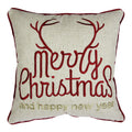 Homey Cozy Embroidery Throw Pillow Cover, Merry Christmas Series Deer Horn Luxury Soft Fuzzy Cozy Warm Slik Gift Square Couch Cu