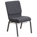 Flash Furniture Hercules Series 18.5''W Church Chair In Dark Gray Fabric With Book Rack - Silver Vein Frame