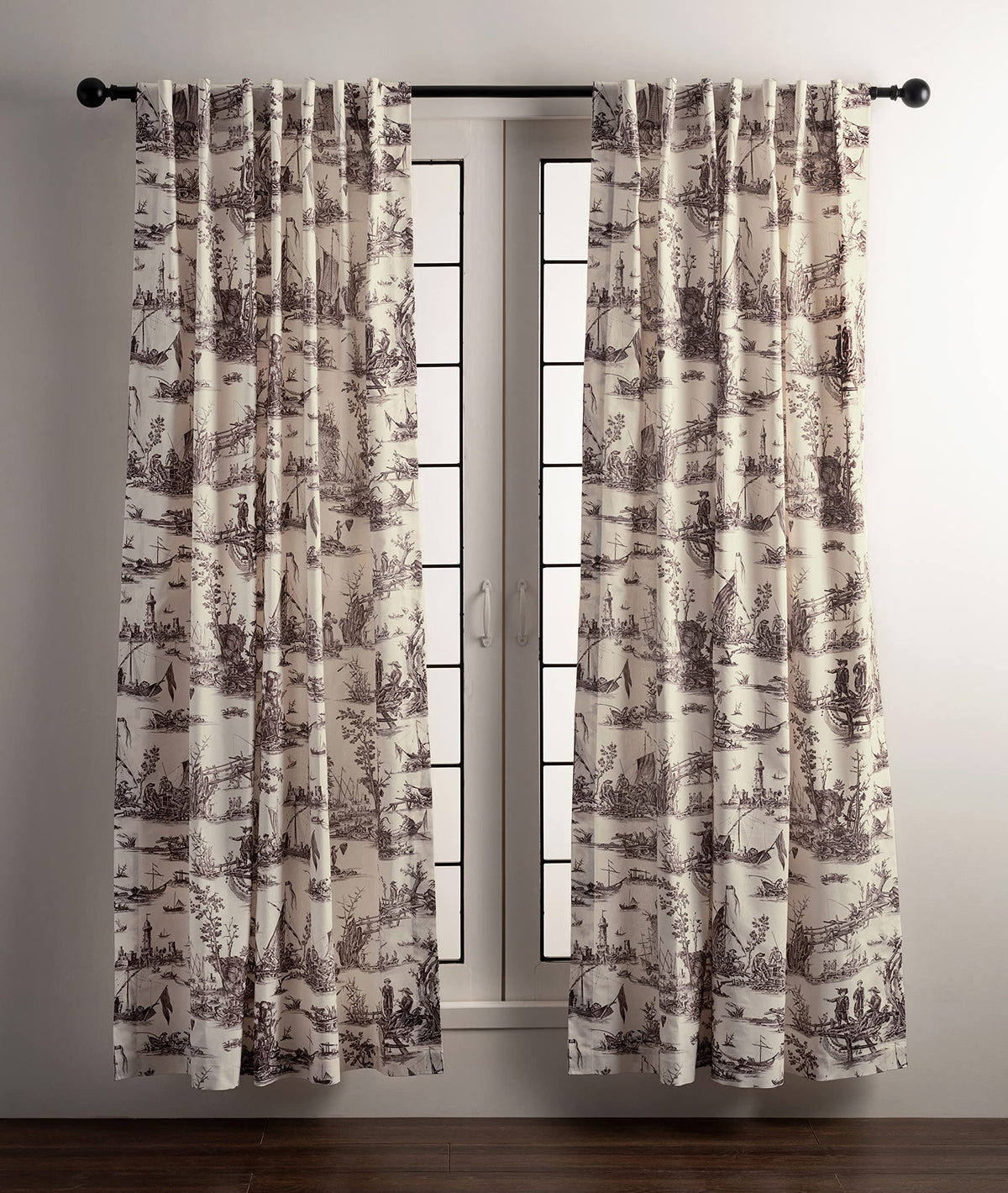 Maison D' Hermine 100% Cotton Curtain - 50'X84' Charcoal Decorative Curtain - Aesthetic Curtains For Farmhouse, Kitchen & Bedr