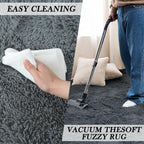 Area Rugs 9X12 Living Room: Shag Area Rug For Living Room - Gray Large Plush Fluffy Carpet (Grey, 9X12 Feet)