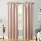 Sun Zero Easton Energy Saving Blackout Rod Pocket Curtain Panel, 40' X 95', Blush Pink