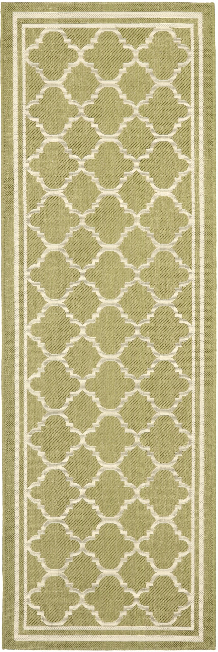 Safavieh Courtyard Collection 2'3' X 8' Green/Beige Cy6918 Trellis Indoor/ Outdoor Waterproof Easy Cleaning Patio Backyard Runner Rug