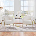 Yaheetech Accent Chair Set of 2, Armchair Set, Side Chairs for Living Room, Boucle Fabric Vanity Chairs with Gold Legs for Bedro