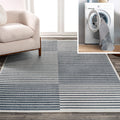 JONATHAN Y WSH305A-4 Shutter Minimalist Striped Plaid Machine-Washable Area Rug, Casual, Coastal, Modern, Contemporary for Livin