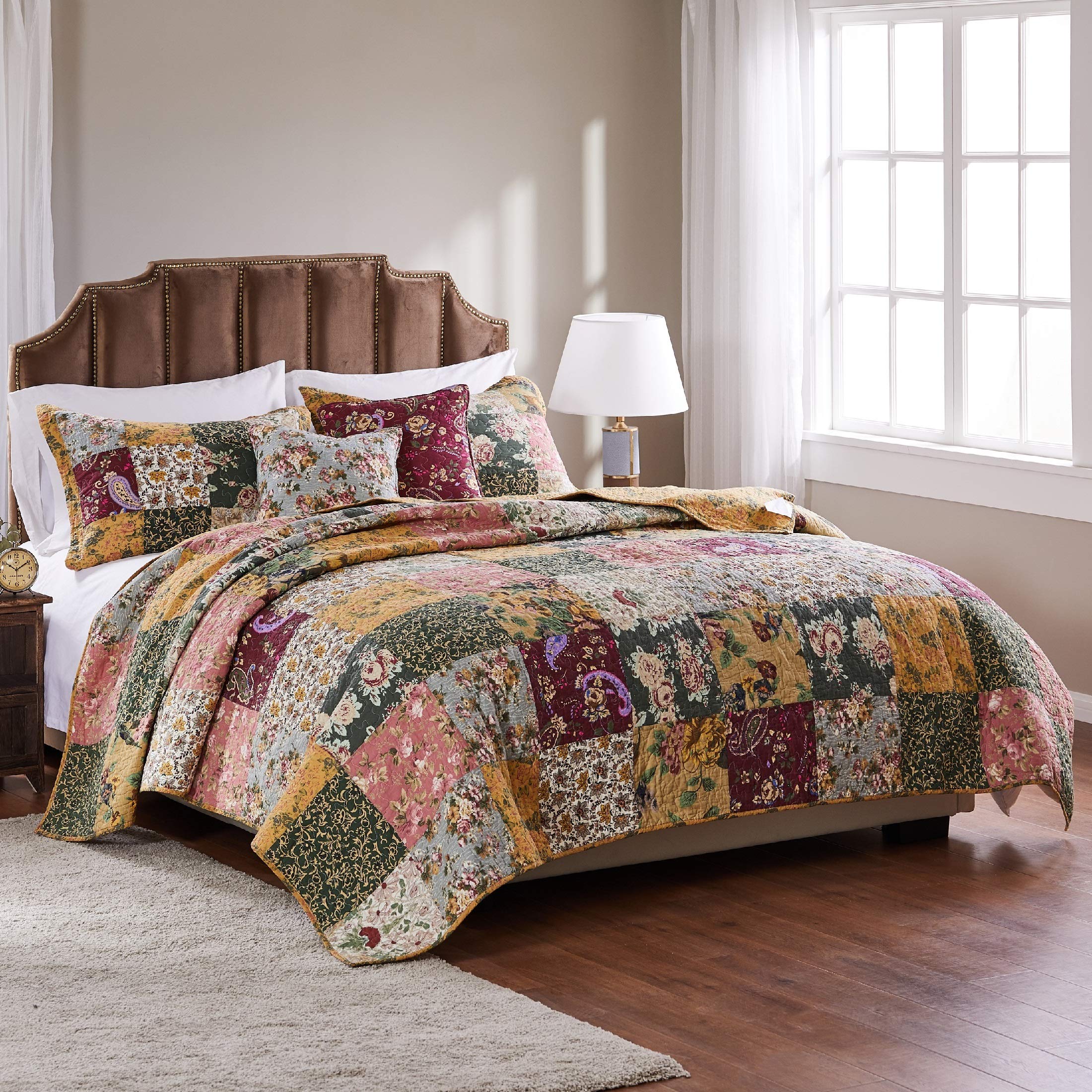Greenland Home Antique Chic 100% Cotton Authentic Patchwork Quilt Set, King/California King (5 Piece), Multicolor