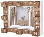 Brubaker Reusable Wooden Advent Calendar To Fill - White Winter Landscape With Led Lighting - Diy Christmas Calendar 13.98 X 2.3
