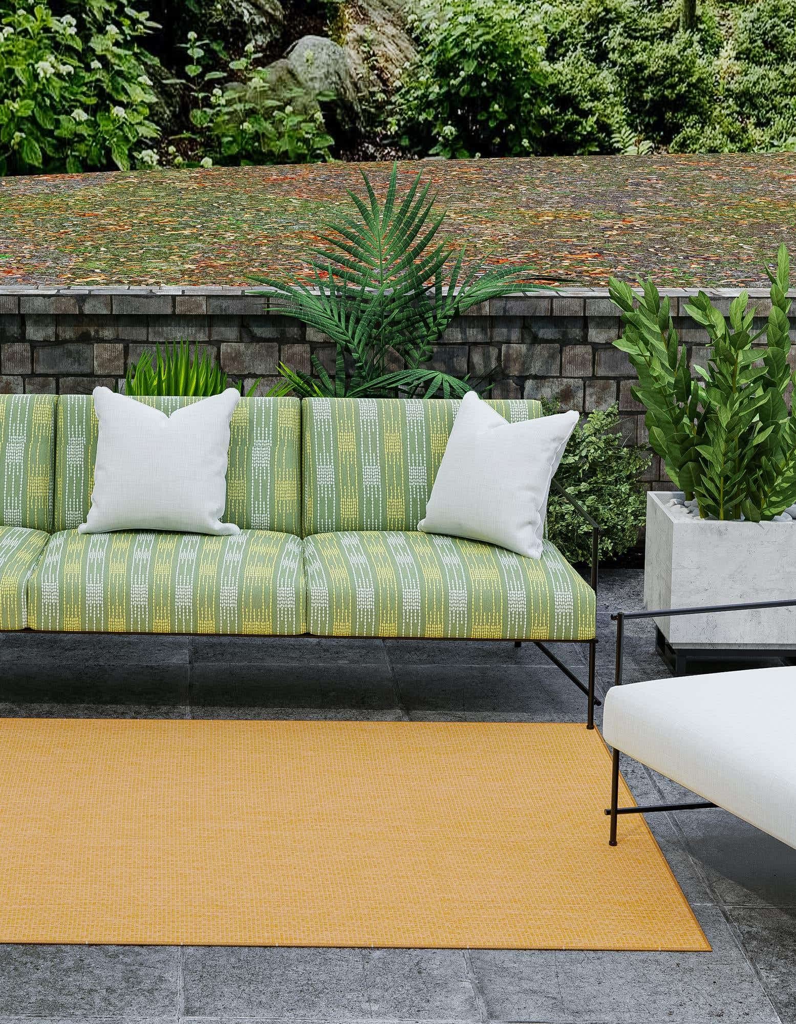 Unique Loom Collection Casual Transitional Solid Heathered Indoor/Outdoor Flatweave Area Rug (10' X 14' 1'' Rectangle, Corn Harv