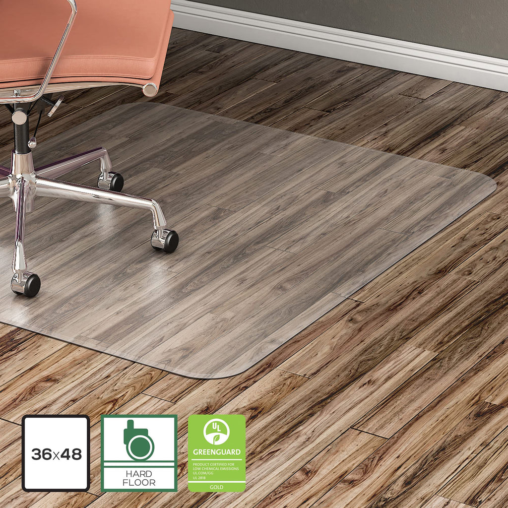 Lorell Nonstudded Design Hardwood Surface 48 x 36-Inch Vinyl Chair Mat, Clear (LLR82825)