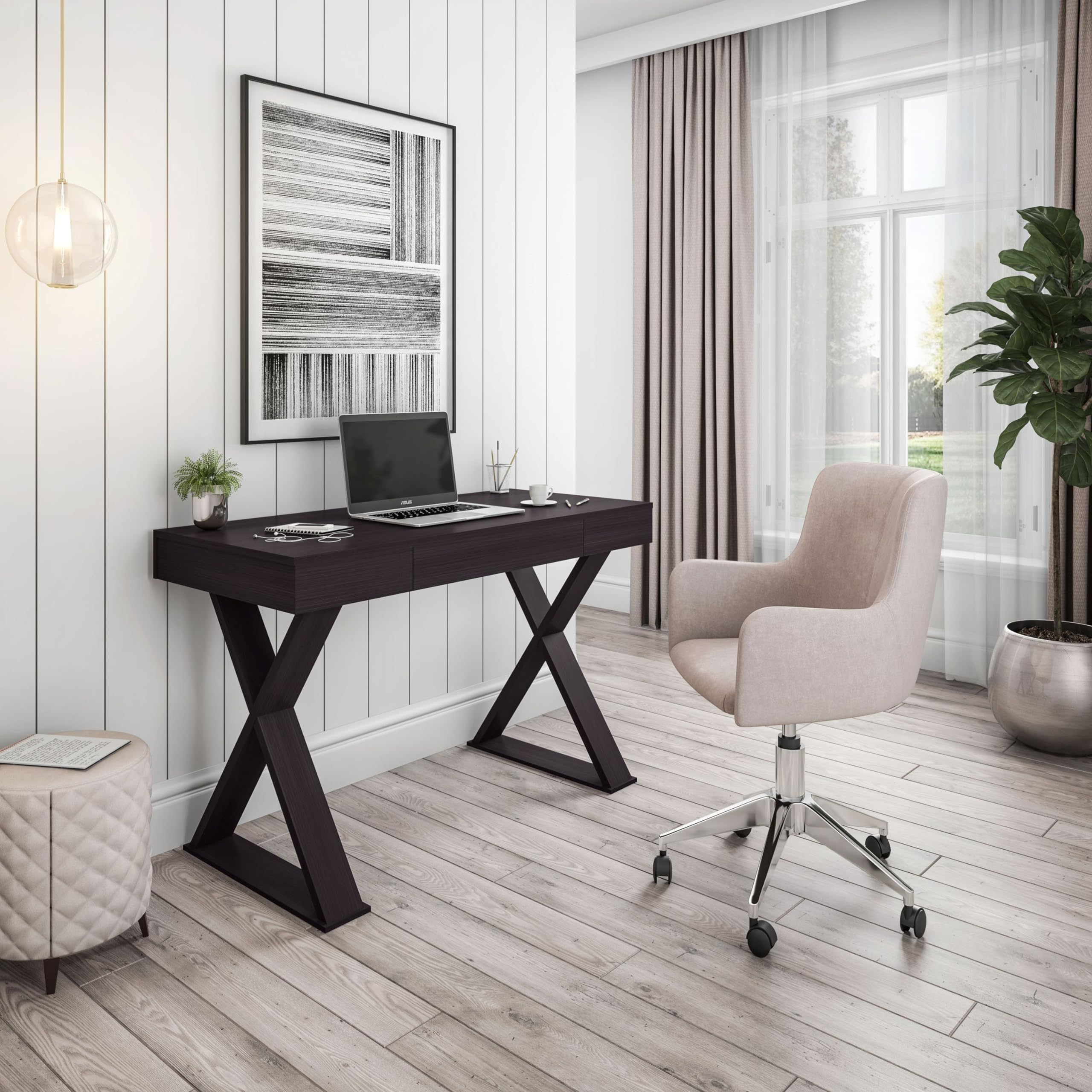 Techni Mobili Trendy Writing Desk with Drawer, Espresso - Thumbnail 4