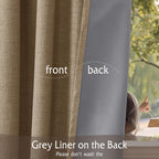 Ryb Home Linen Textured 100% Blackout Curtains For Bedroom, Insulating Energy Saving Window Curtains For Living Room Dining Pati