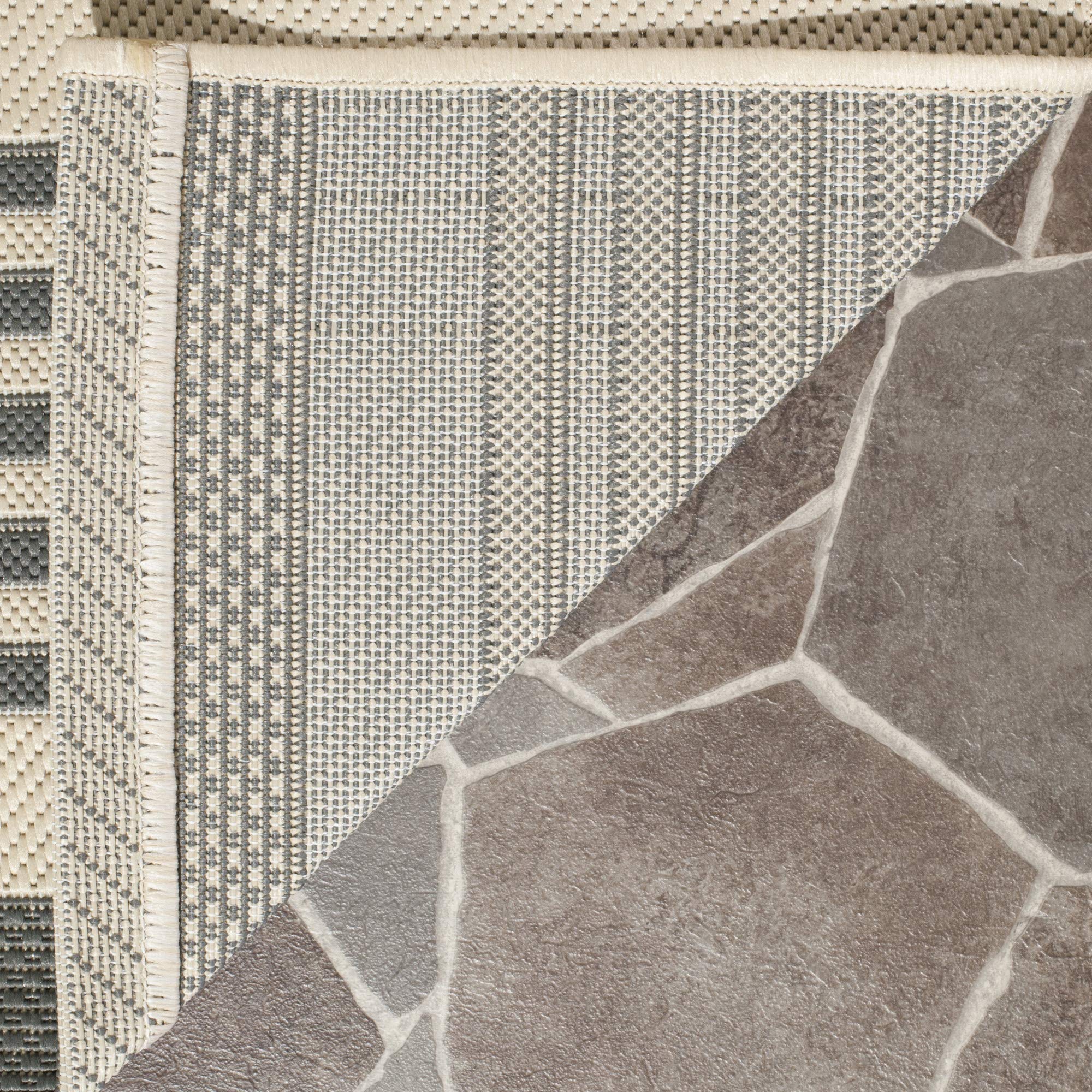 Safavieh Courtyard Collection Accent Rug - 4' X 5'7'', Black & Bone, Stripe Design, Non-Shedding & Easy Care, Indoor/Outdoor & W